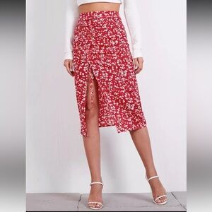 Floral Red Women's Skirt